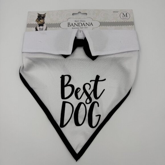 Lot of 3 Black & White Bow Tie Best Dog Bandana Size Medium - Picture 2 of 3